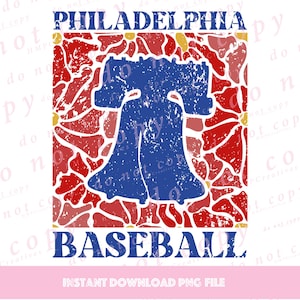 Philadelphia Baseball Resumo Groovy Flor Sino da Liberdade Desgastado PNG Arquivo Digital Instantâneo para Camisa