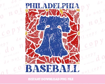 Philadelphia Baseball Abstract Groovy Flower Liberty Bell Distressed PNG Instant Digital File for Shirt
