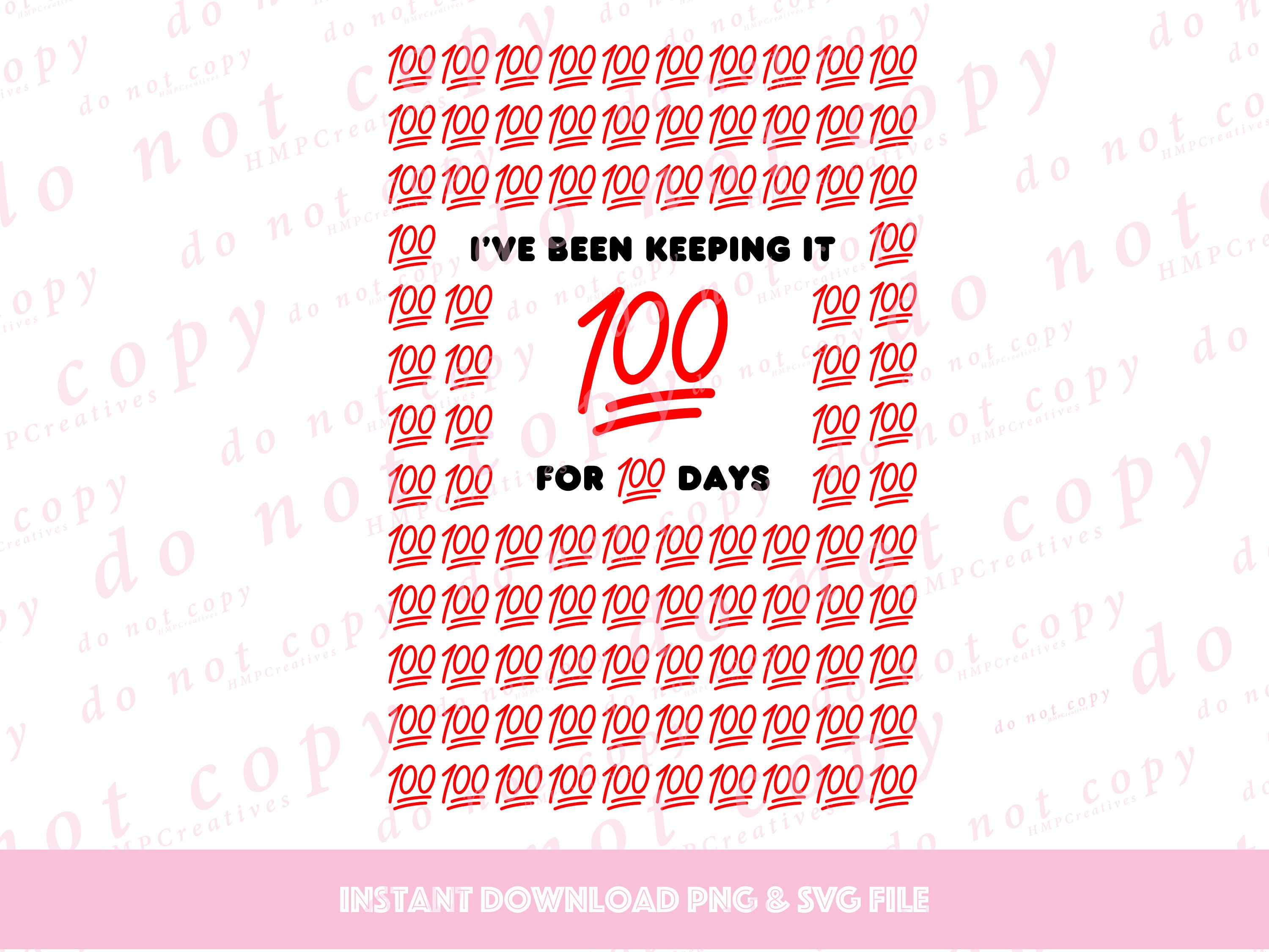 Keeping It 100 Emoji One Hundred Days of School SVG Cut File & PNG Sublimation for Cricut