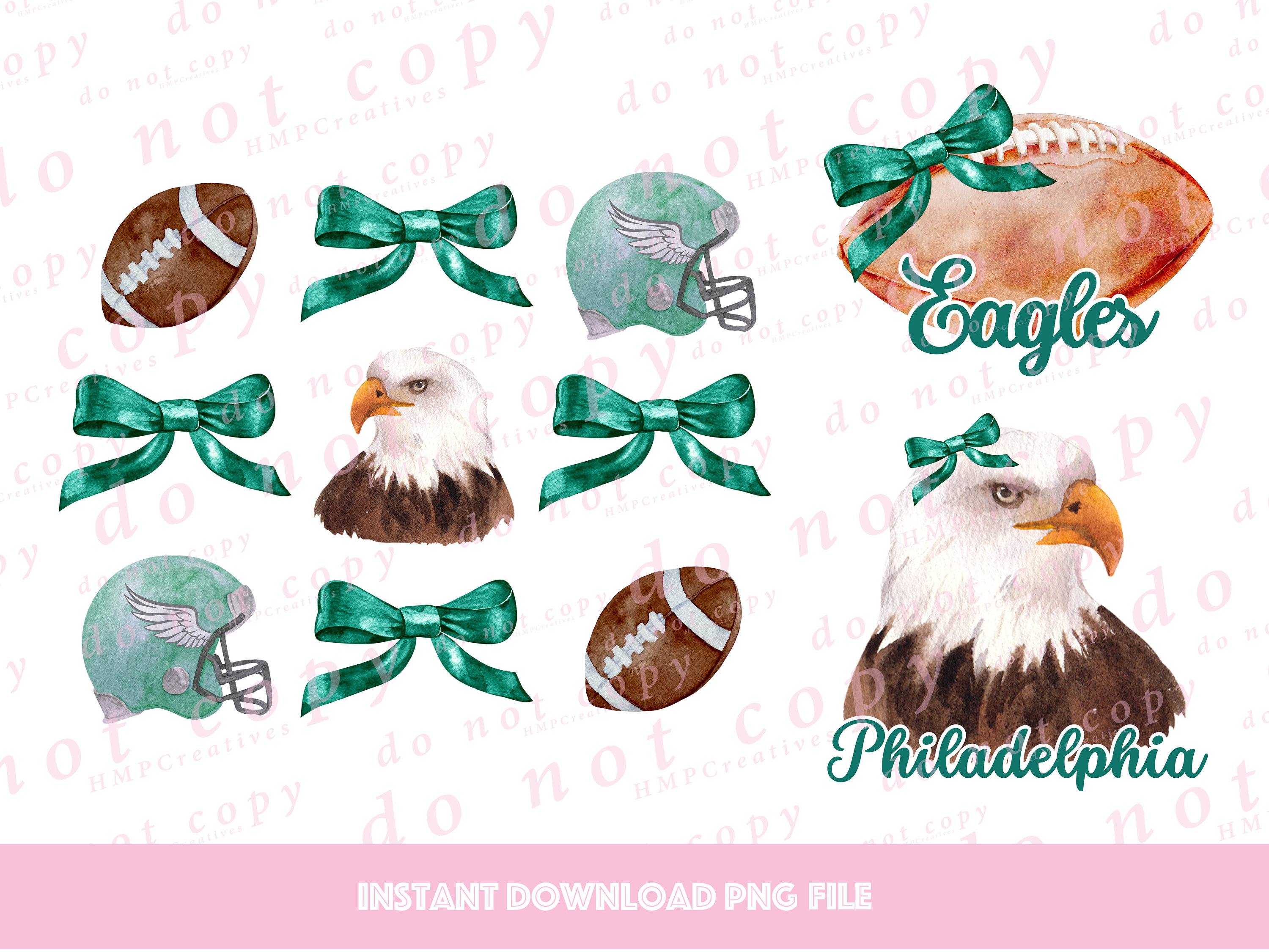 Arquivo digital Eagles Football Coquette Ribbon Bow PNG para Cricut