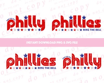 Philadelphia Baseball Ring the Bell with Stars SVG Cut File & PNG Sublimation for Cricut