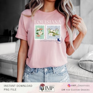 Selo postal da Louisiana Preppy Trendy PNG para DTF e sublimação