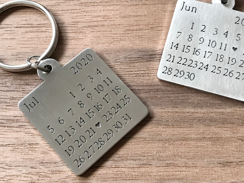 Calendar Keychain Personalized Keychain Date Highlighted Etsy