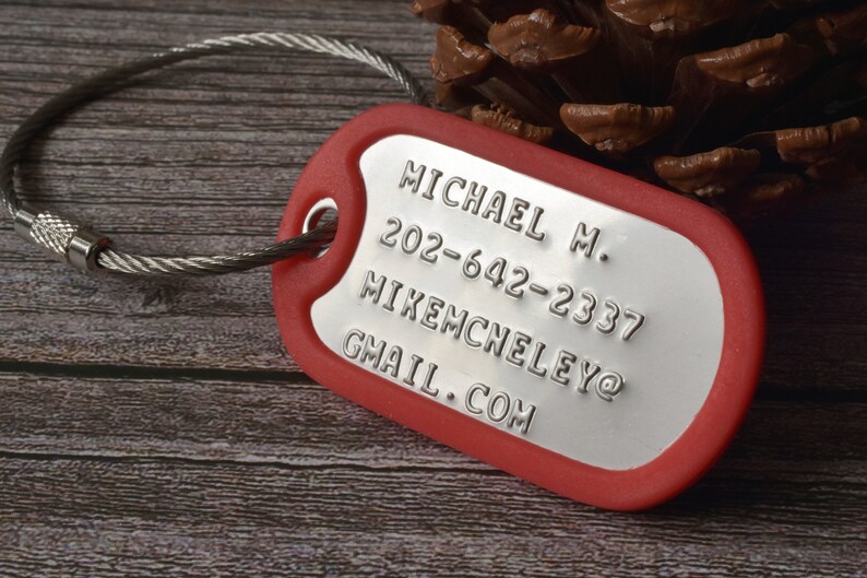 Stamped Luggage Tags Personalized Engraved Dog Tags Bag Etsy