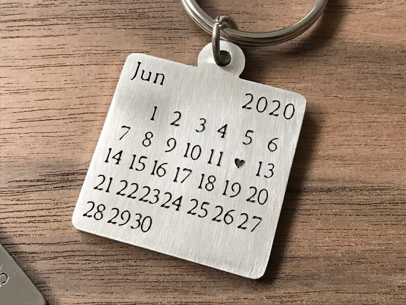 Calendar Keychain Personalized Keychain Date Highlighted Etsy