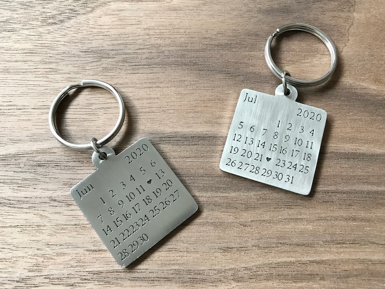 Calendar Keychain Personalized Keychain Date Highlighted Etsy