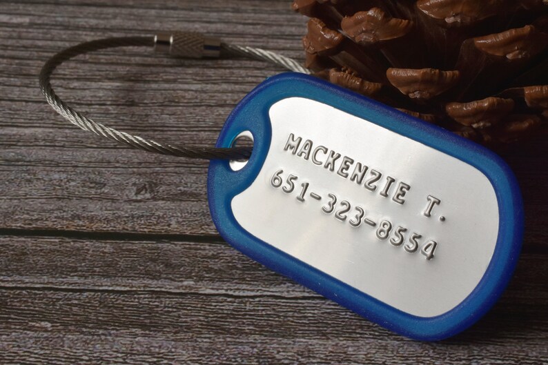 Stamped Luggage Tags Personalized Engraved Dog Tags Bag Etsy