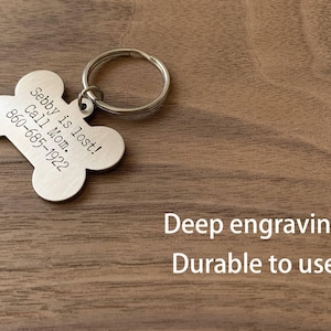 Keychain Dog Pet ID Tag, Stainless Steel Two-Sided Engraving
