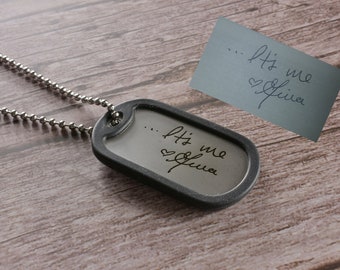 Handwriting dog tag necklace, necklaces for women, mens necklace personalized, handwriting jewelry, gift for men, anniversary gift