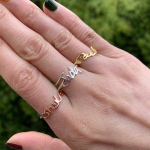 Personalized Handwriting Sterling Silver Name Ring