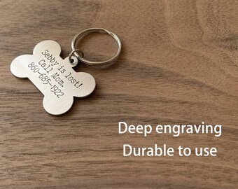 Personalized Dog Tag: Stainless Steel Pet ID Tag, Two-Sided Engraving