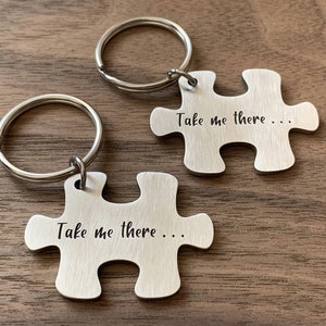 Personalized Puzzle Piece Keychain Set: Stainless Steel Couple Keychains