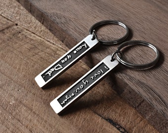 Personalized Handwriting Keychain: Engraved Stainless Steel Signature Gift