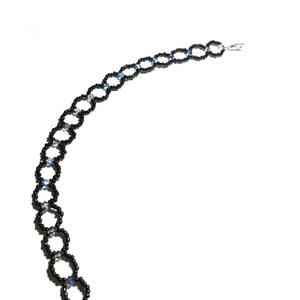 Black beaded Choker with Iridescent Blue beads Choker Midnight Blue Necklace image 4