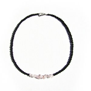 Black Beaded Necklace with Crystal Center Custom Crystals Mood Necklaces image 7