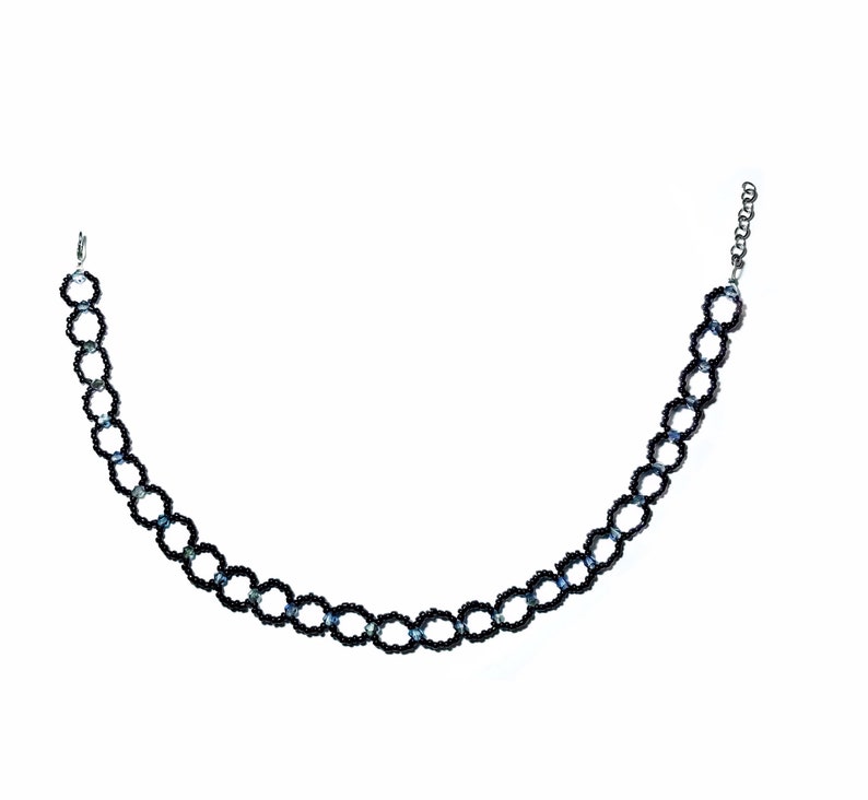 Black beaded Choker with Iridescent Blue beads Choker Midnight Blue Necklace image 2