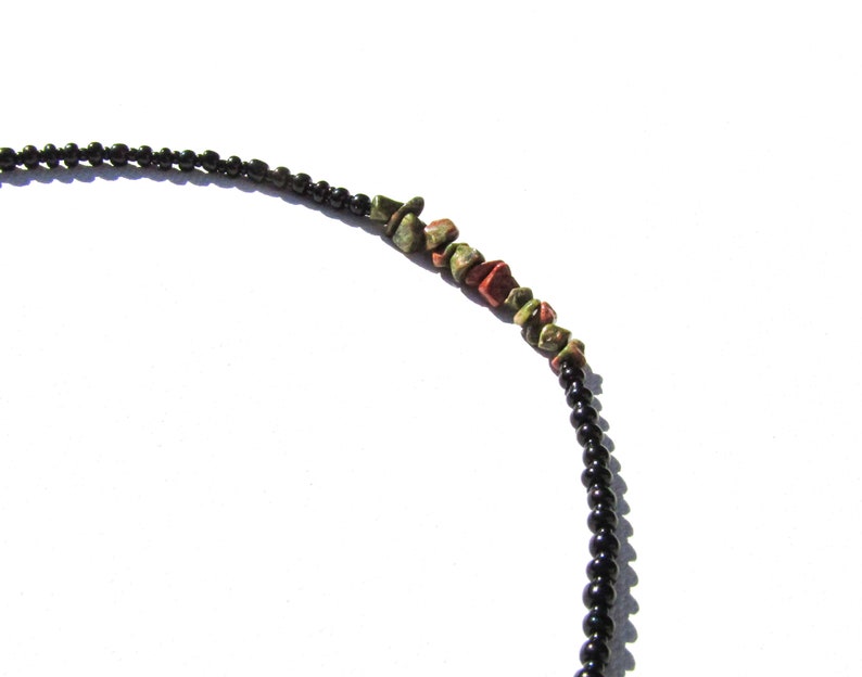 Black Beaded Necklace with Crystal Center Custom Crystals Mood Necklaces image 6