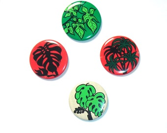 Rétro Tropical Leaf Pin Button, Retro Leaves Pin Button, Retro Pinback Button, Pinback Collectible, 4 Boutons Pinback, Épingle vintage soviétique,