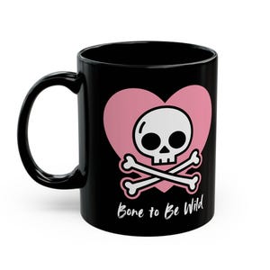 Skull Heart Mug, Gothic Gift for Her, Halloween Mug