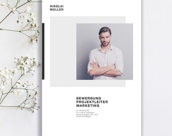 Bewerbungsvorlage Minimal File in der Farbe Light Grey / German CV Template