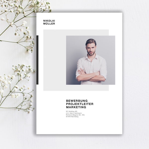 Bewerbungsvorlage Minimal File in der Farbe Light Grey / German CV Template