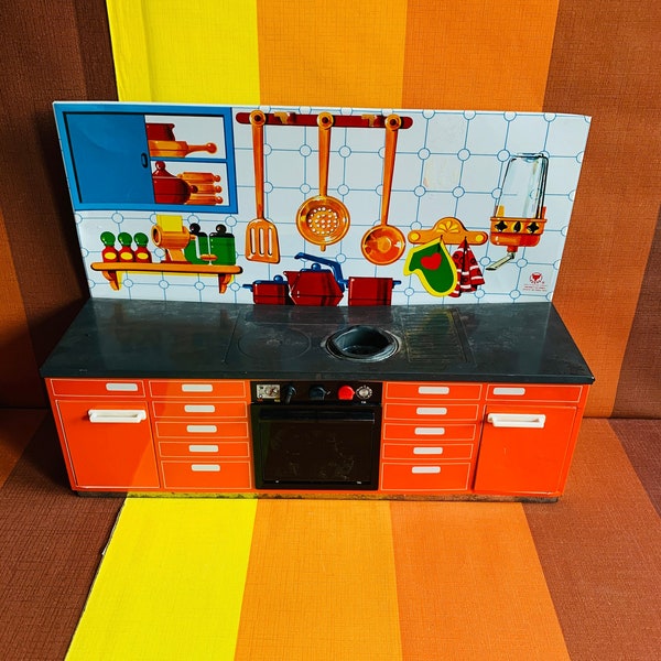 Vintage Toy Kitchen Martin Fuchs Made in West Germany 60-70s Tin Metal