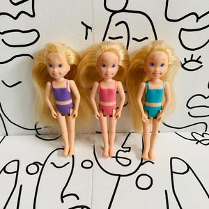 Vintage Quints Cousins Dolls Tyco 1991 Pink Purple Blue
