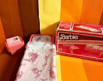 Vintage Barbie Dream Furniture Collection Bed Nachtkastje Mattel Tienerpop Originele Doos 1982