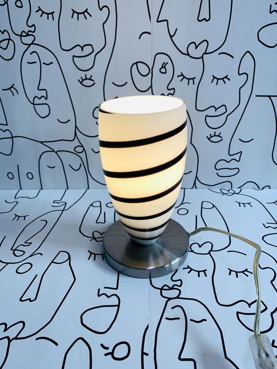 Vintage Table Lamp Eglo Art.nr. 87195 Black White Glass 90s