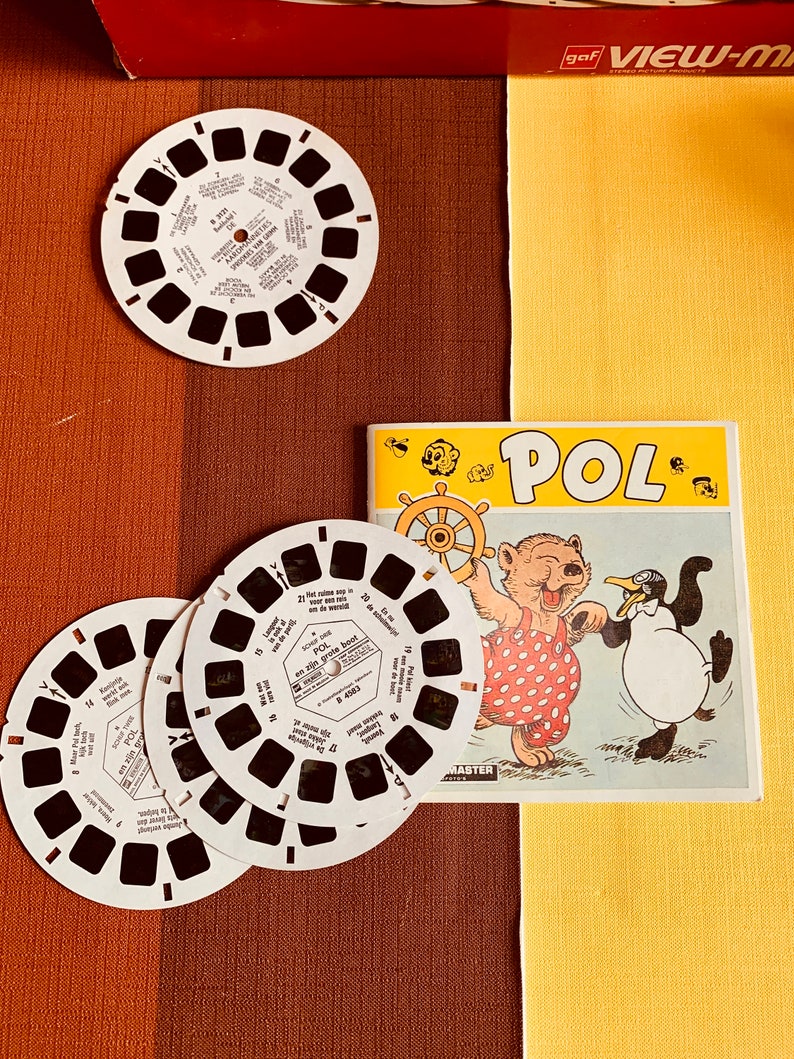 Vintage Rote Viewmaster Calimero Pol Gaf 70er Jahre Original Box Bild 5