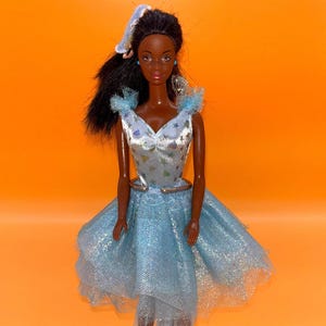 black barbie doll blue dress 2000s Millennium 2000 Princess - African American - Give Birthday Wishes Barbie to someone special every year! 2000 Millennium Princess Barbie #24154