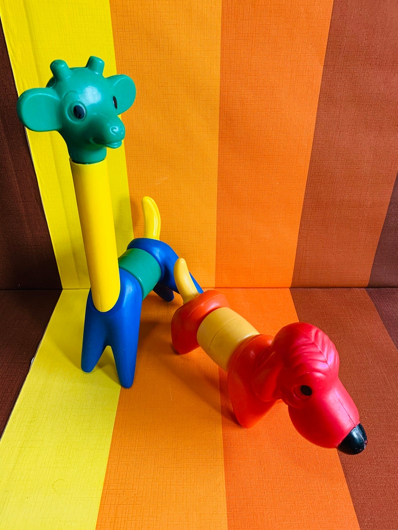 Vintage Zoo It Yourself Animals Giraffe Dog Tupperware Toys | Etsy