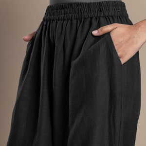 Black linen pant, Custom made loose pants for women, Bohemian pants, Made to order, Plus size image 1