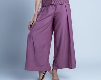 Grape color linen pant, Custom made pleated pant for women, Formal pants, Made to order, Plus size
