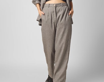 Winter Women trouser Charcoal Grey wool pant, Made to order, Custom made, Plus size