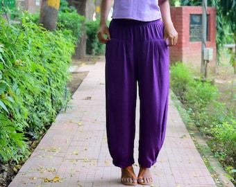 Unisex Purple pants for women, Custom made baggy pant, Bohemian pants, Made to order, Plus size