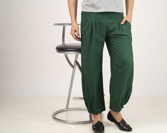 Unisex Emerald Green Pants for Women, Custom Made Baggy Linen Pant,  Bohemian Pants, Made to Order, Plus Size -  Canada