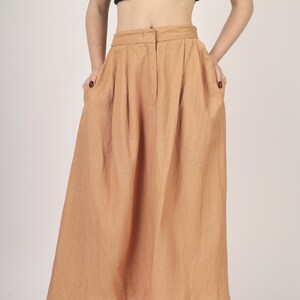 Beige Pleated Maxi skirt for women skirt, Long skirt, Custom made, Made to order, Plus size