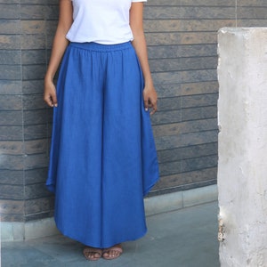 Cobalt Blue flare pants for women, Linen pant, Gaucho, Made to order, Custom made, Plus size