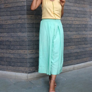 Pleated pant for women, Mint linen pant, Custom made, Made to order, Plus size