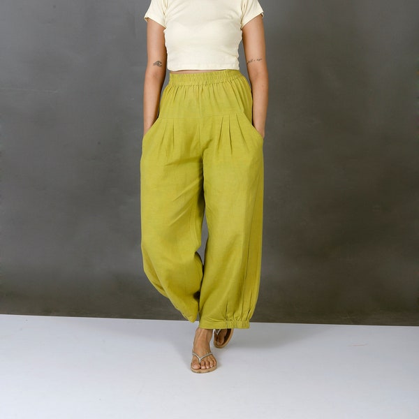 Unisex Apple Green pants for women, Custom made baggy pant, Bohemian pants, Made to order, Plus size