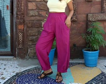 Unisex Magenta pants for women, Custom made baggy pant, Bohemian pants, Made to order, Plus size
