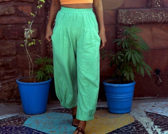 Unisex Mint Green pants for women and men, Custom made baggy linen pant, Bohemian pants, Made to order, Plus size