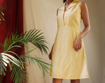 Yellow Linen Tunic, Shift Dress, Plus Size, Custom Made, Made to Order