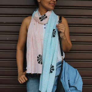 Block printed cotton scarf, Boho scarf, Print wrap, Tassel scarf, Indian print scarf, Indian print wrap