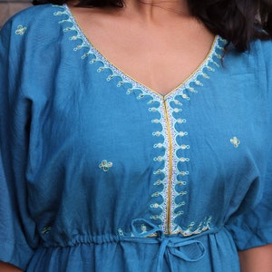 Boho dress for women, Turquoise linen dress, Bohemian dress, Linen kaftan, Made to order, Custom made, Plus size