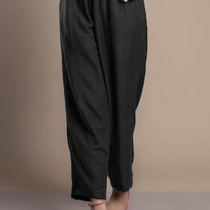 Black linen pant, Custom made loose pants for women, Bohemian pants, Made to order, Plus size image 2