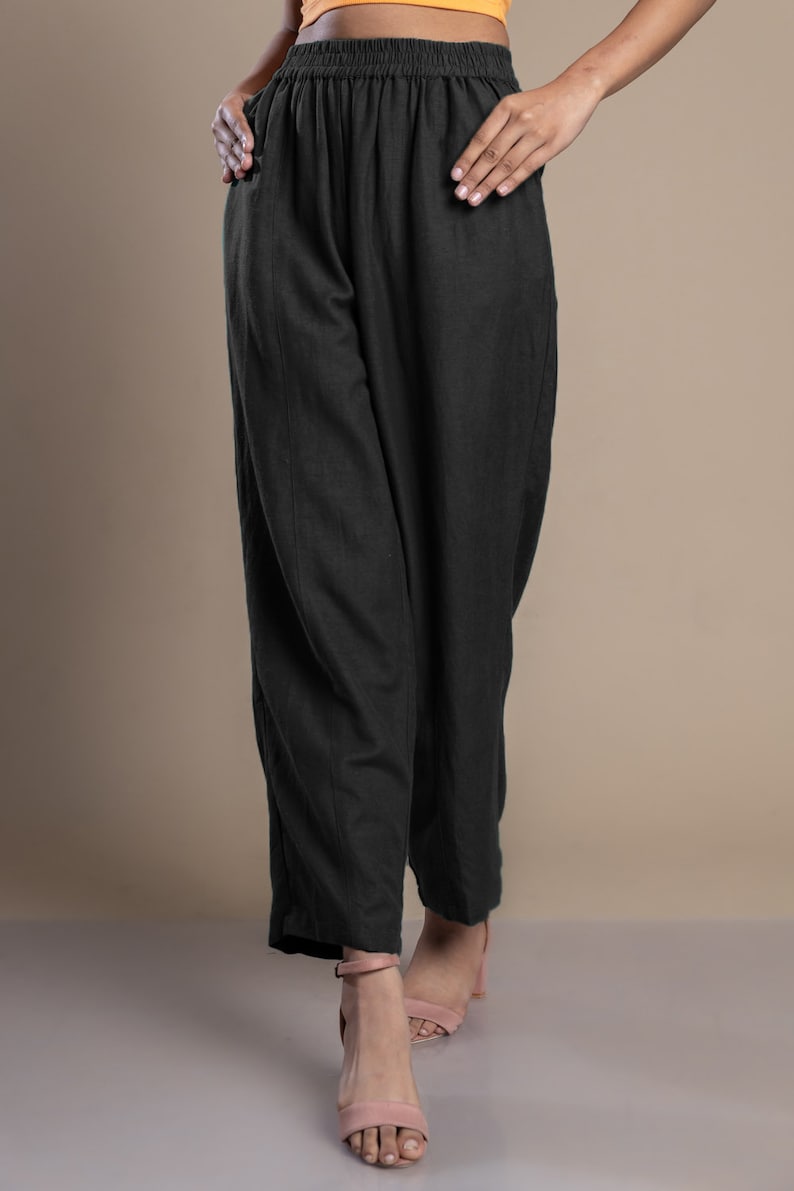 Black linen pant, Custom made loose pants for women, Bohemian pants, Made to order, Plus size image 2