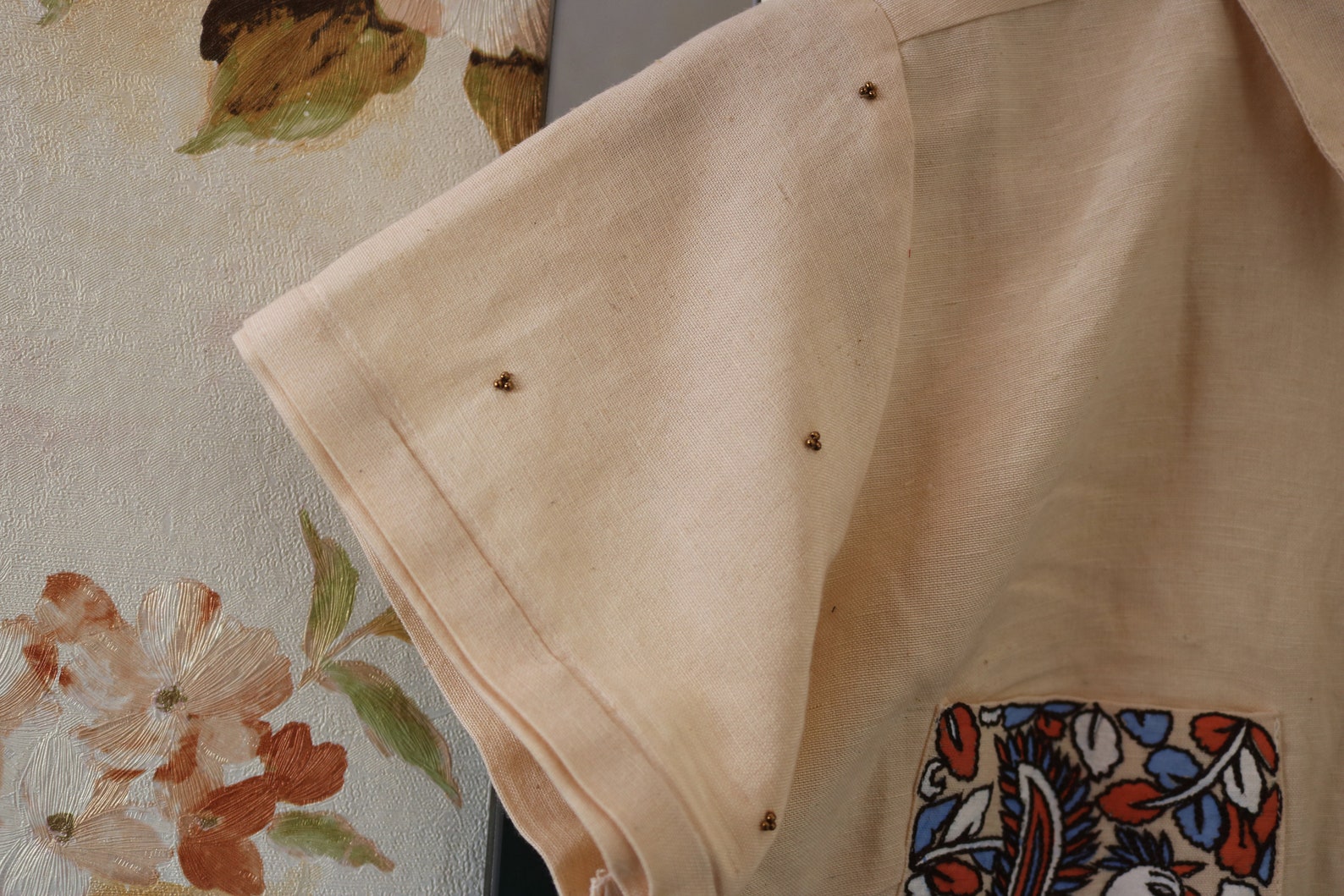 Cream Eyelet Linen Top main image 1