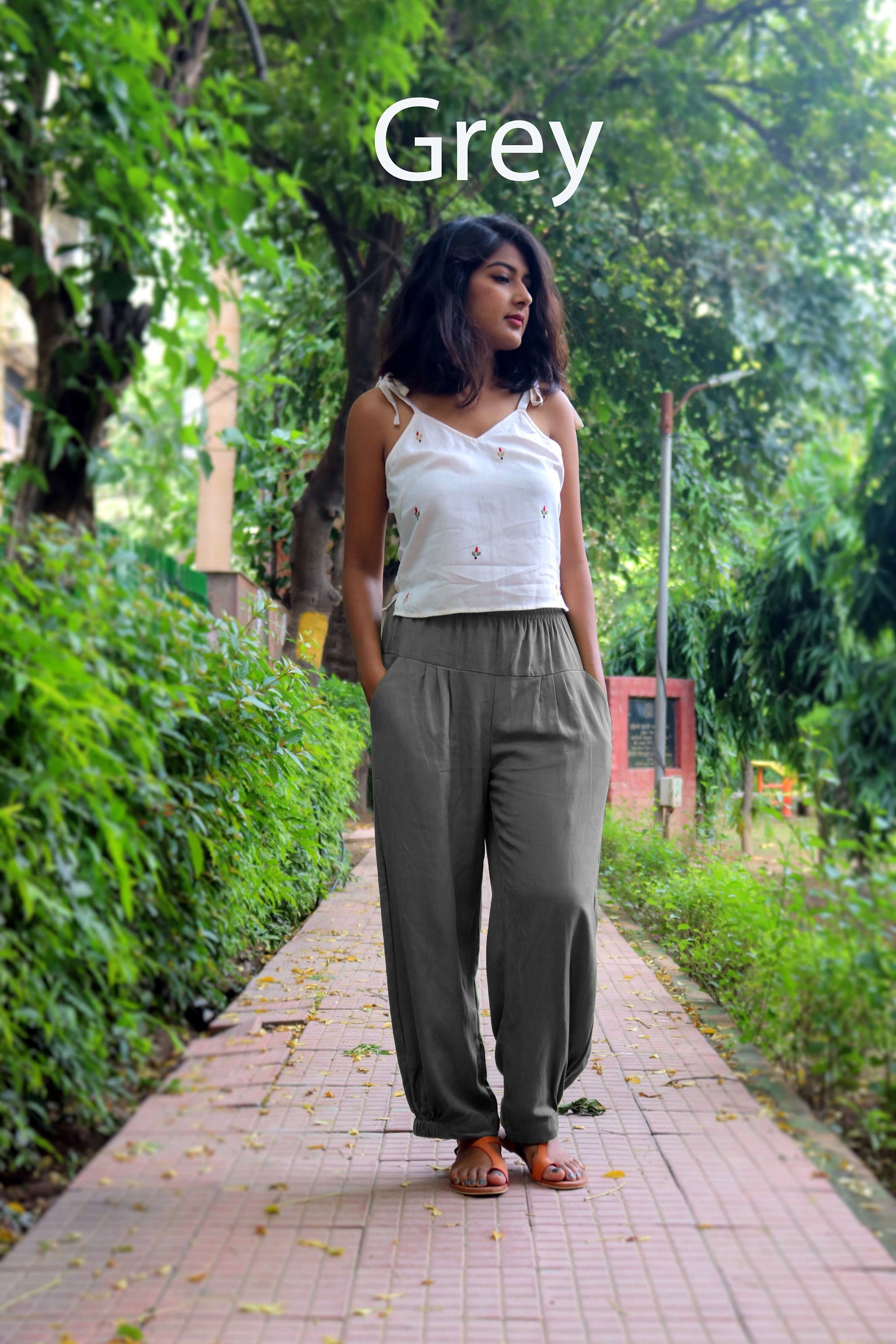 Unisex Grey Pants for Women, Custom Made Baggy Linen Pant, Bohemian Pants,  Made to Order, Plus Size 